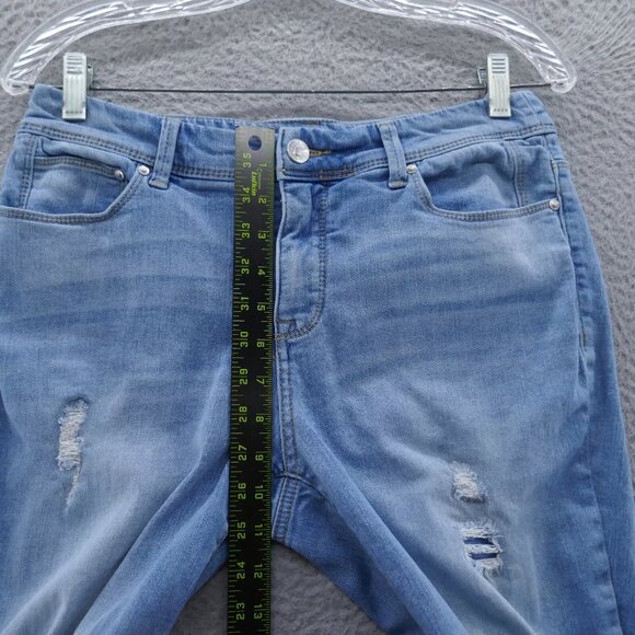 Chicos Womens So Slimming Girlfriend Destructed Crop Jeans 0 Size 4 Blue Stretch - Picture 9 of 12